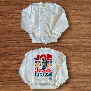 Vintage Joe Montana MVP Men’s Satin Windbreaker Jacket Sz L White Amante USA